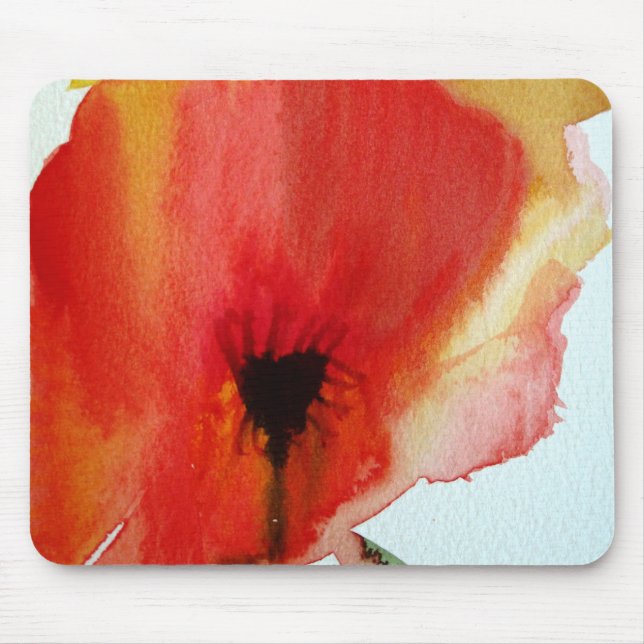 Mousepad Arte floral moderna do watercolour vermelho das (Frente)