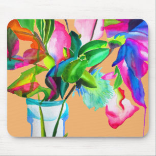 Mousepad Arte floral moderna em aquarela flores