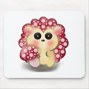 Mousepad Arte Fofo de Cogumelo Vermelho Kawaiiouriço-cachei
