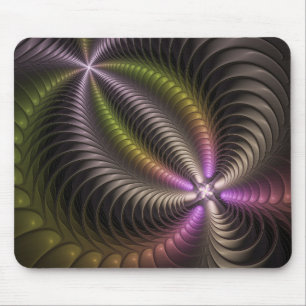 Mousepad Arte Fractal 3D Colorida abstrato brilhante