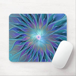 Mousepad Arte Fractal Abstrato de Sonho Roxo Azul