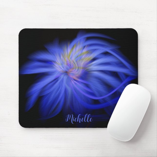 Mousepad Arte Fractal Colorida Artisan Blue Abstrato (Com mouse)
