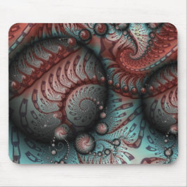 Mousepad Arte fractal de fantasia vívida abstrata marrom az