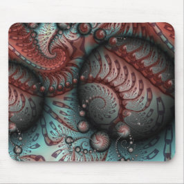 Mousepad Arte fractal fantasia vívida abstrata marrom azul