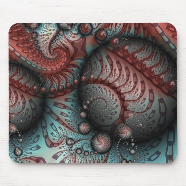 Mousepad Arte fractal fantasia vívida abstrata marrom azul (Frente)