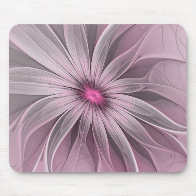 Mousepad Arte fractal floral de ameixa abstrata flor fantas (Frente)