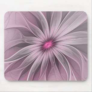 Mousepad Arte Fractal Floral de Ameixa Abstrata Flor Fantas