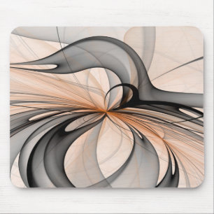 Mousepad Arte Fractal Moderna Abstrata Antracite Cinza Sien