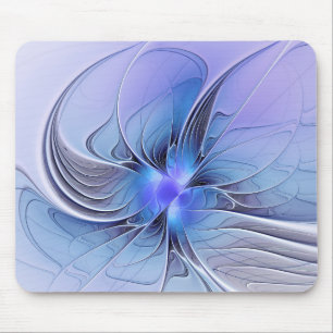 Mousepad Arte fractal moderna abstrata azul lavanda