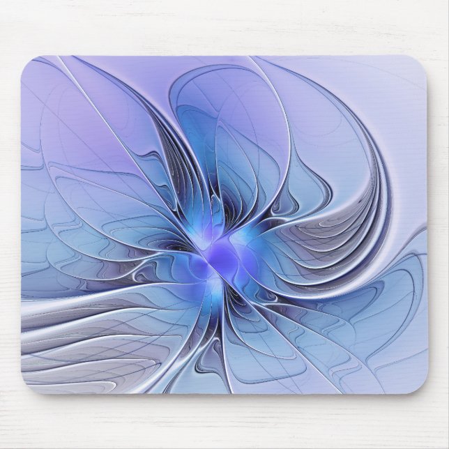 Mousepad Arte fractal moderna abstrata azul lavanda (Frente)