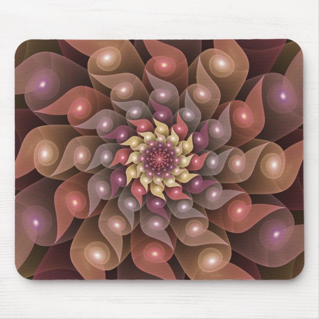 Mousepad Arte Fractal Moderna Abstrato de Flor Shiny Surrea (Frente)