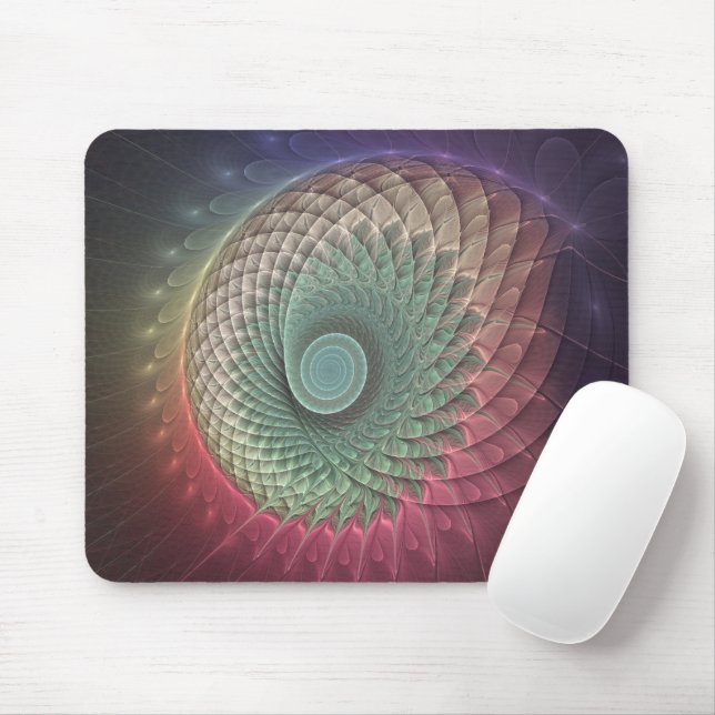 Mousepad Arte Fractal Moderna Colorida abstrato Snail (Com mouse)