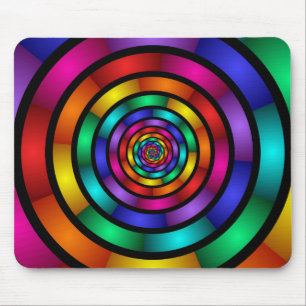 Mousepad Arte Fractal Moderna Redonda e Psicodélica Colori