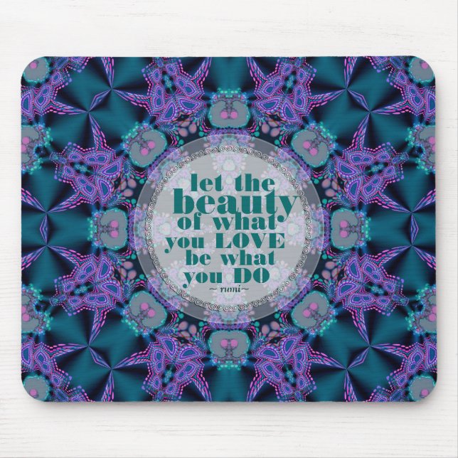 Mousepad Arte GeoFractal Teal+Roxo (Frente)