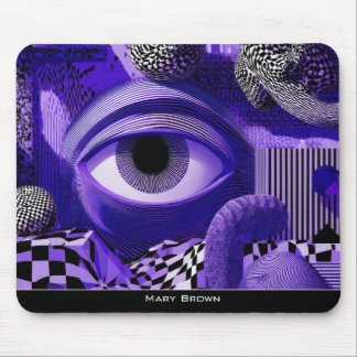 Mousepad Arte Geométrica Abstrata Moderna Preta Branca Roxa