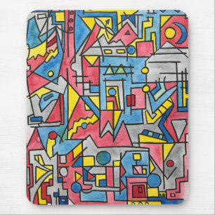 Mousepad Arte geométrica de aquarela Bauhaus moderna da cid
