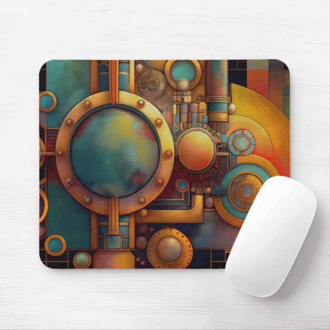 Mousepad Arte Geométrica Industrial Steampunk (Com mouse)
