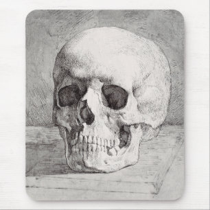 Mousepad Arte Gráfica de Caveira: Design de Tinta Minimalis