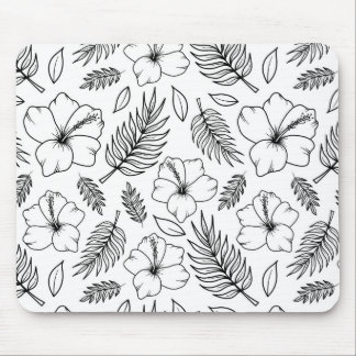 Mousepad Arte Gráfica de Linha de Hibisco Tropical