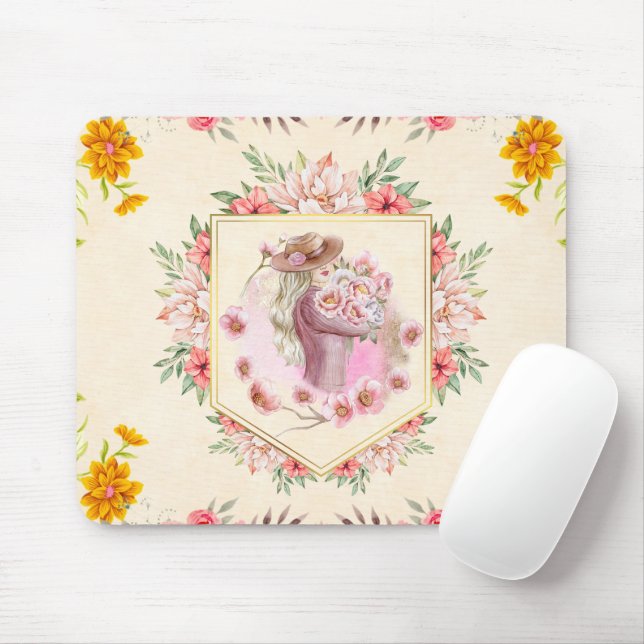 Mousepad Arte Gráfica Floral, Lady Of Primavera (Com mouse)