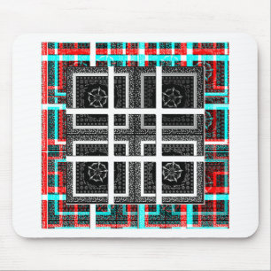 Mousepad Arte Gráfica Xadrez Chic Preto, Branco e Vermelho