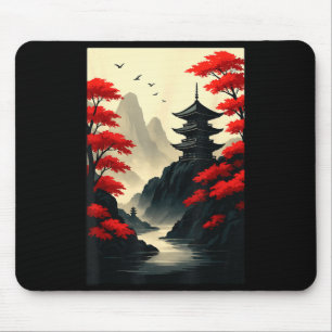 Mousepad Arte gráfico legal japonês da paisagem da montanha
