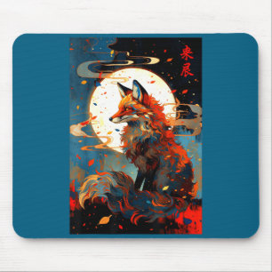 Mousepad Arte Japonês Antigo Raposa Na Paisagem Noturna Enl