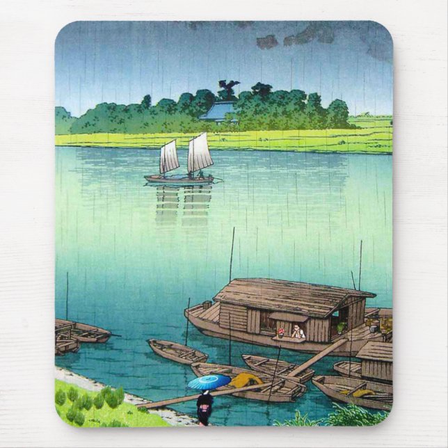 Mousepad Arte japonesa oriental legal da chuva do lado do (Frente)