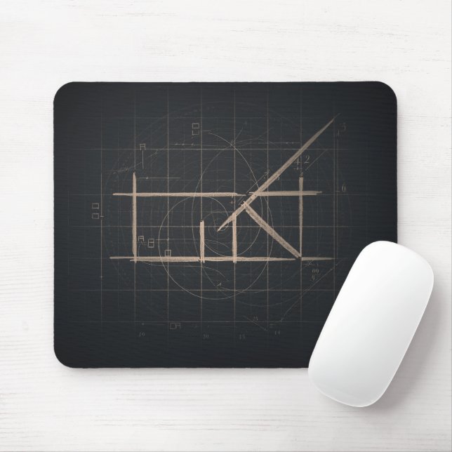 Mousepad Arte Linear Arquitetônica Geométrica Carvão Escuro (Com mouse)