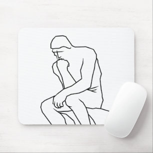 Mousepad arte linear da estátua do homem pensador, Inspirad