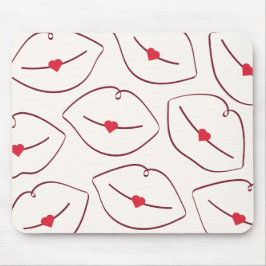 Mousepad Arte Linear Minimalista Moderna Lábios Vermelho Ce