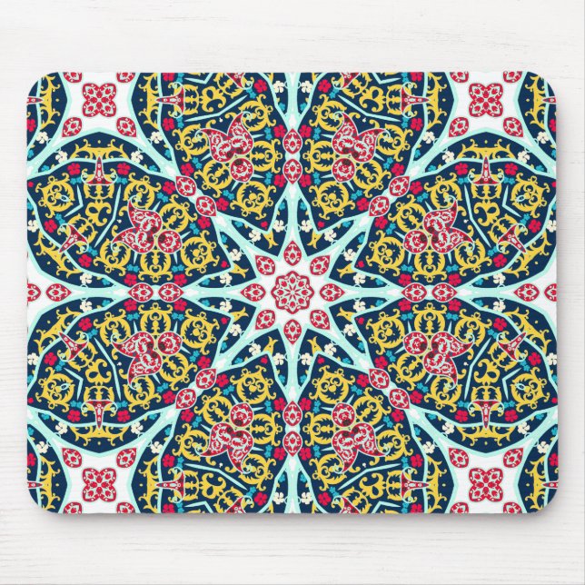 Mousepad Arte Mandala de Roseta Ornamental Colorida (Frente)
