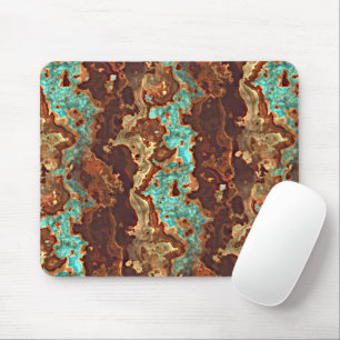 Mousepad Arte Marble Geode Verde Turquoise Castanha