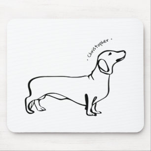 Mousepad Arte Minimalista Dachshund - Seu Texto, Seu Estilo