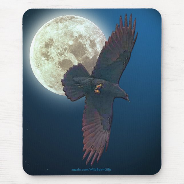 Mousepad Arte mística de Raven e fantasia de lua (Frente)