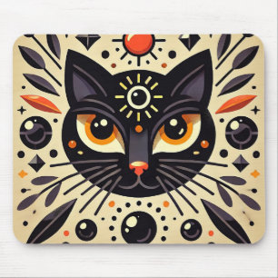 Mousepad Arte Mística de um Gato Preto