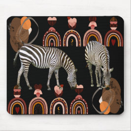 Mousepad Arte Moderna Boho Bohemian Animais Rainbows Zebras