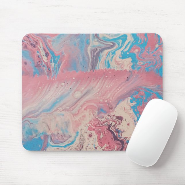 Mousepad Arte Moderna de Derramamento de Acrílico Pastel, R (Com mouse)
