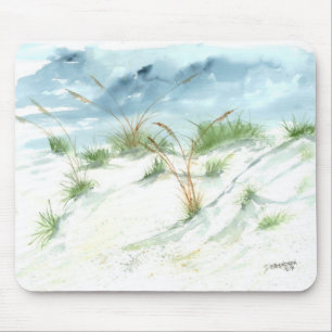 Mousepad Arte náutica da aguarela do seascape da praia das
