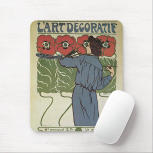 Mousepad Arte Nova Antiga, Artista Pintando Flores de Papou
