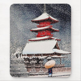 Mousepad Arte oriental legal do cenário do inverno de