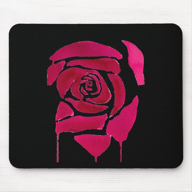Mousepad Arte original abstrato rosa de aquarela gótica (Frente)