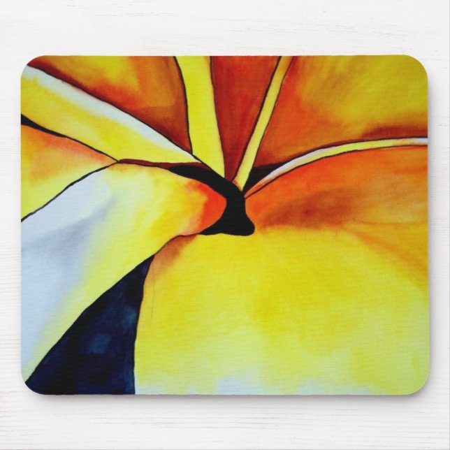 Mousepad Arte original da flor Amarelo Tropical (Frente)