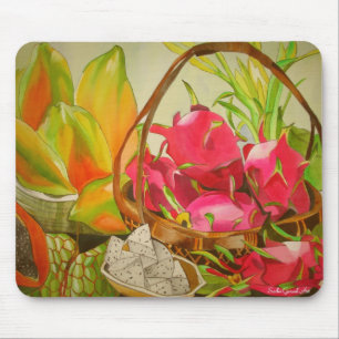 Mousepad Arte original em aquarela de frutas tropicais