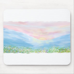 Mousepad arte original, nascer do sol sobre as montanhas