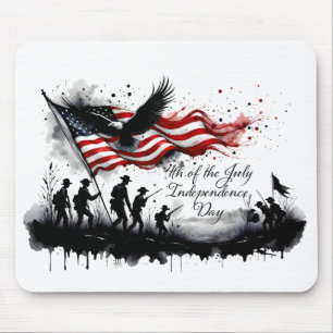 Mousepad Arte Patriótica de 4 de Julho com Bandeira e Solda