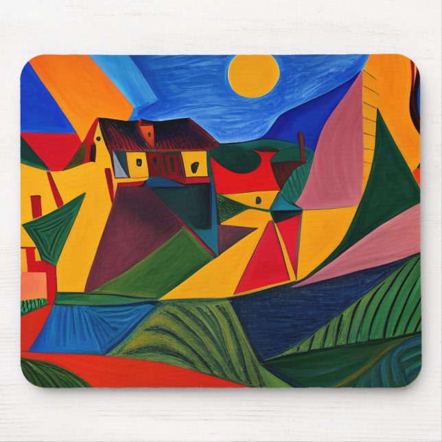 Mousepad Arte Picasso de pôr do sol a frio (Frente)