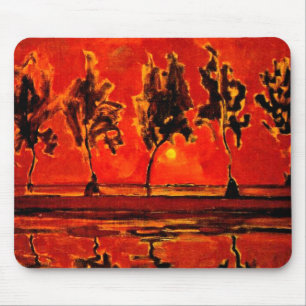 Mousepad Arte Piet Mondrian, Árvores do Geine em Moonrise