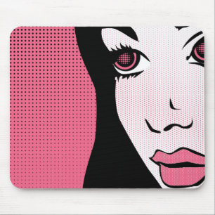 Mousepad Arte Pop de Quadrinhos Modernos do Rosto de uma Mu