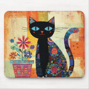 Mousepad Arte Popular de Gato Preto
